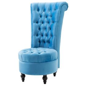Tufted High Back Plush Velvet Upholstered Accent Low Profile Chair (Color: Blue)