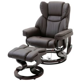 Adjustable Faux Leather Remote Massage Recliner Chair w/ Ottoman (Color: Brown)