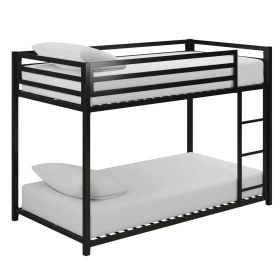 Modern Low Height Metal Bunk Bed (Color: Black, size: twin over twin)