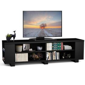 Modern TV Stand  Wood Finish - Holds up to 60-inch TV (Color: Black)