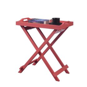 Folding TV Tray Bedside Table Wood Finish (Color: coral red pink orange)
