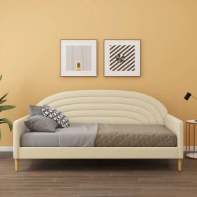 Mid-Century Modern Upholstered Daybed (Color: off-white cream velvet, size: Twin)