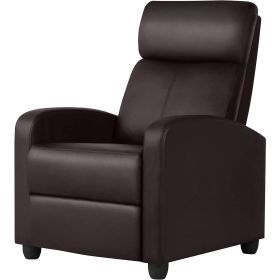 High-Density Faux Leather Push Back Recliner Chair (Color: dark brown)