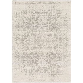 Distressed Oriental Area Rug in Light Grey / Beige (size: 5' x 7')