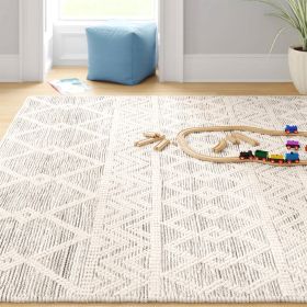 Grey Ivory Chevron Stripe Geometric Boho Style Area Rug (size: 8-ft x 10-ft)