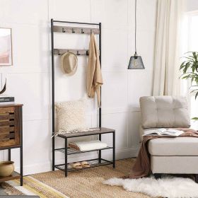 Modern Industrial Black Grey Entryway Coat Rack Shoe Bench (size: 2 shelves)