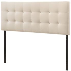 Fabric Upholstered Button-Tufted Headboard (Color: Ivory, size: Full)