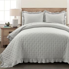 Lightweight Reversible Oversized 3 Piece Quilt Set (Color: Grey, size: full/queen)