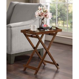 Folding TV Tray Bedside Table Wood Finish (Color: dark brown espresso)