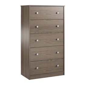Modern 5-Drawer Bedroom Chest Dresser Wood Finish (Color: rustic grey brown)