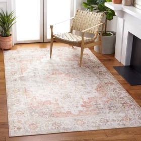 Traditional Persian Style Washable Boho Light Grey Red Area Rug (size: 5-ft x 8-ft)