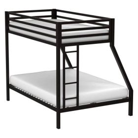 Modern Metal Bunk Bed Frame in Black Finish with Ladder (size: twin/full)