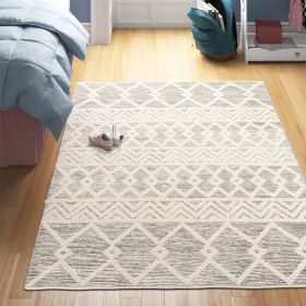 Grey Ivory Chevron Stripe Geometric Boho Style Area Rug (size: 5-ft x 7.5ft)
