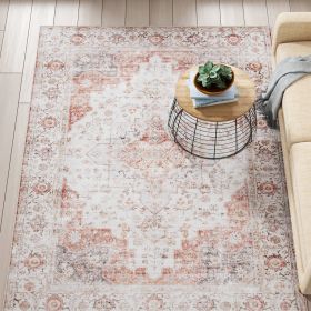Traditional Persian Style Washable Boho Light Grey Red Area Rug (size: 4-ft x 6-ft)
