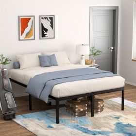 18-inch Rounded Edge Corners Metal Bed Frame with Under-bed Storage Space (size: Full)