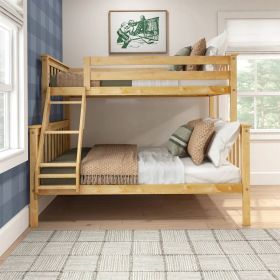 Modern Low Height Metal Bunk Bed (Color: natural pine, size: twin over full)