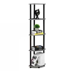 5-Shelf Modern Corner Bookcase Wood Finish (Color: grey oak)
