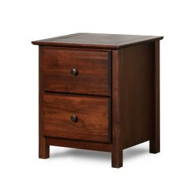 Farmhouse Solid Pine Wood 2 Drawer Nightstand (Color: cherry)