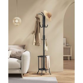 Heavy Duty Metal Coat Rack with Umbrella Holder (Color: Black)