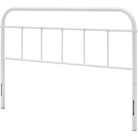 Vintage Metal Headboard with Round Corners (Color: White, size: Full)