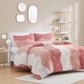 Reversible Soft Sherpa Faux Fur Comforter Set (Color: pinkblush white, size: twin/twin xl)