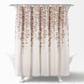 72-inch Floral Flowers Shower Curtain (Color: tan purple grey)
