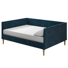 Modern Navy Blue Upholstered Daybed (size: Full)