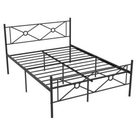 Modern Black Metal Headboard & Footboard Platform Bed Frame (size: Full)