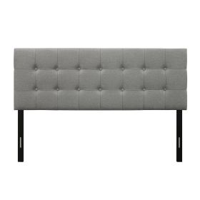 Contemporary Button-Tufted Headboard in Grey Upholstered Fabric (size: Full)