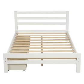 Low Profile 2 Drawer Storage Platform Bed (Color: White, size: Full)