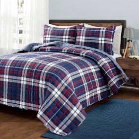 Farmhouse Plaid Lightweight Reversible Quilt Set (size: full/queen)