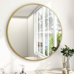 Circular Bathroom Wall Mirror (Color: Gold, size: 30-inch)