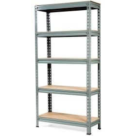 Heavy Duty 60 inch Adjustable 5-Shelf Metal Storage Rack (Color: gray)