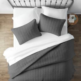Microfiber Farmhouse Coverlet Bedspread Set (Color: gry, size: full/queen)