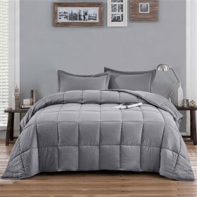 King/Cal King Traditional Microfiber Reversible 3 Piece Comforter (Color: Grey, size: full/queen)