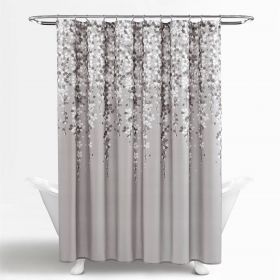 72-inch Floral Vines and Flowers Shower Curtain (Color: grey white)