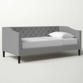 Modern Black Fabric Upholstered Button-Tufted Daybed (Color: Grey)
