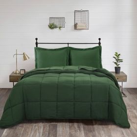 4 Piece Microfiber Reversible Comforter Set (Color: Green, size: Twin)