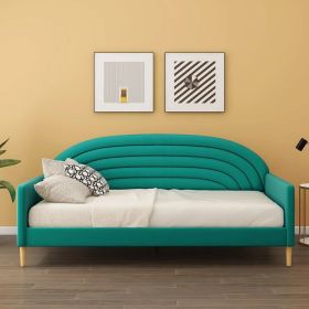 Mid-Century Modern Upholstered Daybed (Color: emerald green velvet, size: Twin)