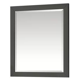 32-in x 28-in Bathroom Wall Mirror with Solid Wood Frame (Color: Grey)