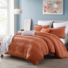 5-Piece 100-Percent Cotton Clip Dot Boho Comforter Set (size: full/queen)