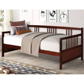 2-in-1 Wood Daybed Frame Sofa Bed in White Finish (Color: brown cherry)