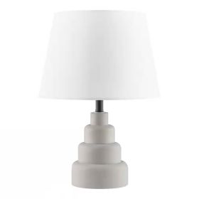 Small Desk Light Table Lamp with White Fabric Shade for Bedside Nightstand (Color: Grey)