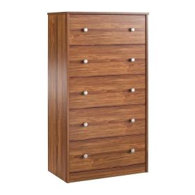 Modern 5-Drawer Bedroom Chest Dresser Wood Finish (Color: rustic brown)