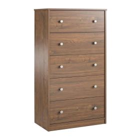 Modern 5-Drawer Bedroom Chest Dresser Wood Finish (Color: rustic walnut)