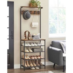 Modern Industrial Black Grey Entryway Coat Rack Shoe Bench (size: 4 shelves)