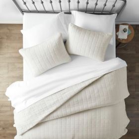 Microfiber Farmhouse Coverlet Bedspread Set (Color: Ivory, size: twin/twin xl)
