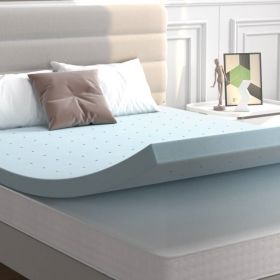 4-inch Thick Soft Gel Memory Foam Mattress Topper in Light Blue (size: King)