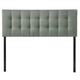 Fabric Upholstered Button-Tufted Headboard (Color: Grey, size: King)