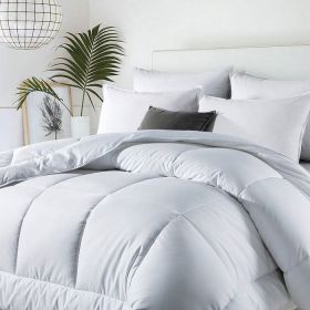 All Seasons Plush Light/Dark Grey Reversible Polyester Down Alternative Comforter (Color: soft white, size: King)